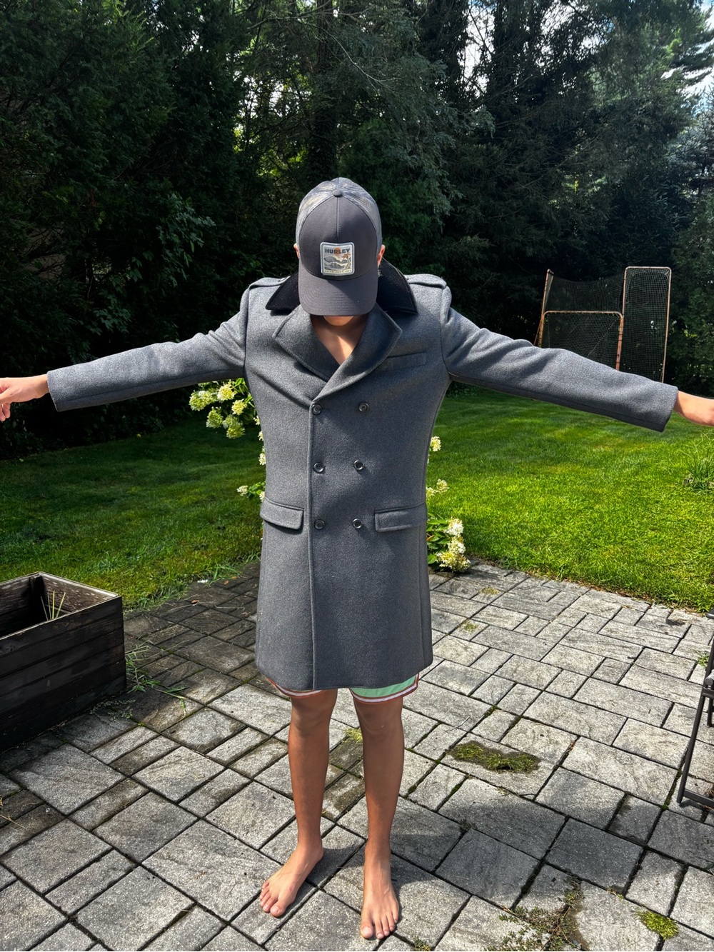 Isaac Mizrahi Double-Breasted Pea Coat in Charcoal Gray fancy